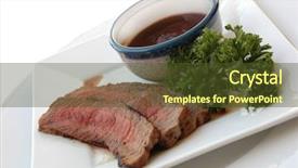  Presentation with kansas city - PPT layouts enhanced with kansas city - sliced steak on a plate background and a tawny brown colored foreground