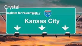  Presentation with kansas city - Slide set with kansas-city-missouri-route-70 background and a teal colored foreground
