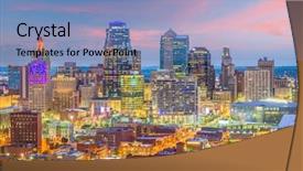  Presentation with kansas - Amazing presentation theme having kansas city missouri usa downtown backdrop and a teal colored foreground