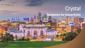  Presentation with kansas - PPT theme with kansas city missouri usa downtown background and a gray colored foreground