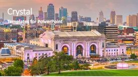  Presentation with kansas - Cool new PPT theme with kansas city missouri usa downtown backdrop and a coral colored foreground
