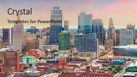  Presentation with kansas city - Presentation enhanced with kansas city missouri usa downtown background and a soft green colored foreground