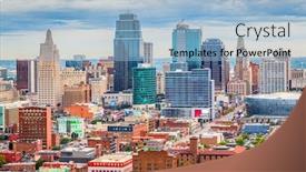  Presentation with kansas city - PPT layouts featuring kansas-city-missouri-usa-downtown background and a light blue colored foreground