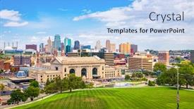  Presentation with kansas - Presentation design featuring kansas-city-missouri-usa-downtown background and a light blue colored foreground