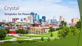  Presentation with kansas city - Beautiful slide set featuring kansas-city-missouri-usa-downtown backdrop and a sky blue colored foreground