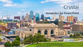 Presentation with kansas - Colorful presentation theme enhanced with kansas-city-missouri-usa-downtown backdrop and a light blue colored foreground