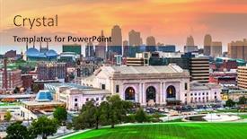  Presentation with kansas city - Colorful presentation enhanced with kansas-city-missouri-usa-downtown backdrop and a coral colored foreground