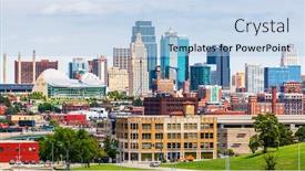  Presentation with kansas - Beautiful presentation featuring kansas-city-mo-usa-downtown backdrop and a light blue colored foreground