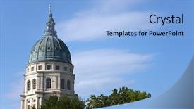  Presentation with kansas city - Theme enhanced with kansas state capitol is background and a light blue colored foreground