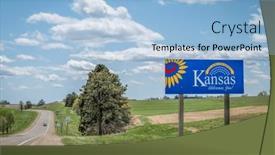  Presentation with kansas - Presentation featuring kansas-welcomes-you-welcome-roadside background and a light blue colored foreground
