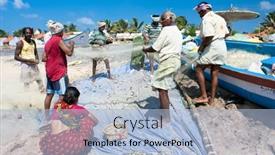  Presentation with fish net - PPT layouts featuring kanyakumari-india-january-15-fishermen background and a light blue colored foreground