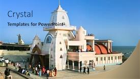  Presentation with mahatma gandhi - Beautiful theme featuring kanyakumari-india-january-15-gandhi backdrop and a light blue colored foreground