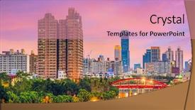  Presentation with pittsburgh pennsylvania usa city skyline - Amazing presentation design having kaohsiung taiwan downtown city skyline backdrop and a coral colored foreground