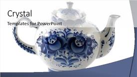  Presentation with teapot - Cool new PPT theme with kaolin - white brewing teapot decorated backdrop and a white colored foreground