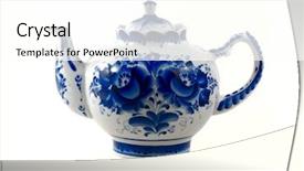  Presentation with teapot - Presentation theme consisting of kaolin - white brewing teapot decorated background and a cream colored foreground