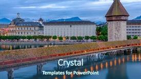  Presentation with night sky plane view - Amazing PPT theme having kapellbruecke together with the octagon backdrop and a ocean colored foreground