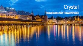  Presentation with night sky plane view - PPT theme with kapellbruecke together with the octagon background and a teal colored foreground