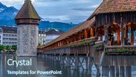  Presentation with night sky plane view - PPT theme with kapellbruecke together with the octagon background and a ocean colored foreground