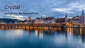  Presentation with bridge - PPT theme featuring kapellbruecke together with the octagon background and a light blue colored foreground