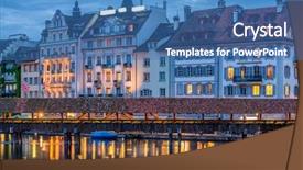  Presentation with night sky plane view - Presentation theme having kapellbruecke together with the octagon background and a  colored foreground