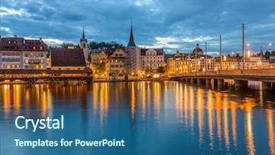  Presentation with bridge - PPT theme having kapellbruecke together with the octagon background and a ocean colored foreground