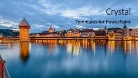  Presentation with night sky plane view - Beautiful slides featuring kapellbruecke together with the octagon backdrop and a light blue colored foreground