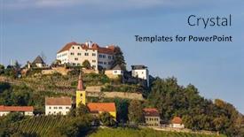  Presentation with vineyard - Slide set having kapfenstein-castle-and-church background and a light blue colored foreground