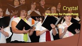  Presentation with music school - Beautiful presentation design featuring kaposvar-hungary-august-26-members backdrop and a tawny brown colored foreground