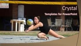  Presentation with beach volleyball - Presentation design with kaposvar-hungary-august-4-dora background and a wine colored foreground