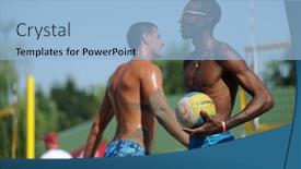  Presentation with volleyball - Presentation design having flowers and a teddy bear on wooden background background and a coral colored foreground.