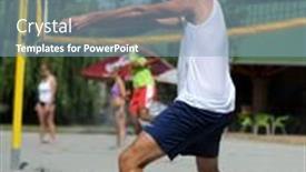  Presentation with volleyball - Audience pleasing slide deck consisting of kaposvar-hungary-august-4-tamas backdrop and a light blue colored foreground