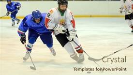  Presentation with ice hockey - Presentation featuring children playing beach ball background and a yellow colored foreground