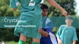  Presentation with football blue - Colorful theme enhanced with kaposvar-hungary-july-18-unidentified backdrop and a ocean colored foreground