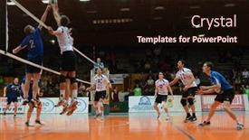  Presentation with volleyball - PPT theme consisting of kaposvar-hungary-march-16-unidentified background and a wine colored foreground