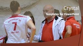  Presentation with volleyball - Slide deck having kaposvar-hungary-may-18-budapest background and a gray colored foreground