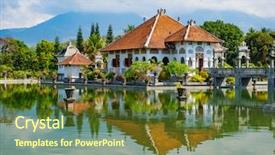  Presentation with bali temple - Presentation design with karangasem water temple palace background and a tawny brown colored foreground