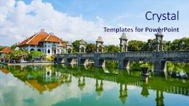  Presentation with bali temple - Cool new slide set with karangasem water temple palace backdrop and a light blue colored foreground