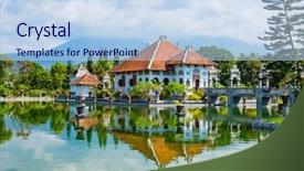  Presentation with bali temple - Amazing PPT layouts having karangasem water temple palace backdrop and a light blue colored foreground