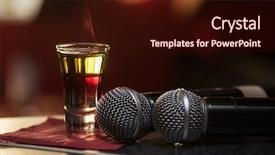  Presentation with shot - Audience pleasing PPT theme consisting of karaoke - burning drink shot backdrop and a wine colored foreground