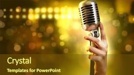  Presentation with retro - Slide deck enhanced with karaoke - female hand holding a single background and a tawny brown colored foreground