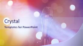  Presentation with microphone - Cool new presentation theme with karaoke - microphone on stage with shiny backdrop and a sky blue colored foreground
