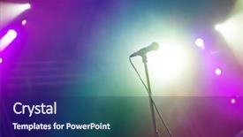  Presentation with stage - PPT theme enhanced with karaoke - microphone on stage with shiny background and a navy blue colored foreground