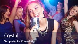  Presentation with microphone - Theme consisting of karaoke - young girl singing into microphone background and a navy blue colored foreground
