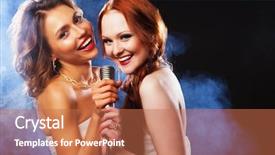  Presentation with bohemian party - Audience pleasing slide set consisting of karaoke party beauty girls backdrop and a coral colored foreground
