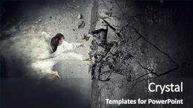  Presentation with kimono - Theme featuring karate - man in kimono break wall background and a dark gray colored foreground