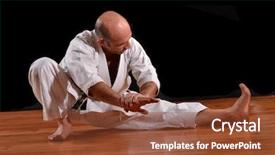  Presentation with stretch - Amazing presentation having karate - stretch exercise martial arts professor backdrop and a tawny brown colored foreground