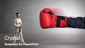  Presentation with boxing pacquiao - Slide deck having karate business suit - little man fighting background and a gray colored foreground