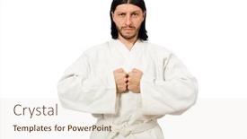  Presentation with karate - PPT theme consisting of karate fighter isolated on white background and a lemonade colored foreground