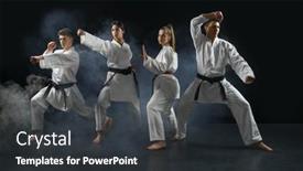 Presentation with kimono - Colorful presentation enhanced with karate-fighters-in-kimono-poses backdrop and a  colored foreground