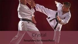  Presentation with martial arts - Audience pleasing presentation design consisting of karate-instructor-teaching-martial-arts backdrop and a tawny brown colored foreground